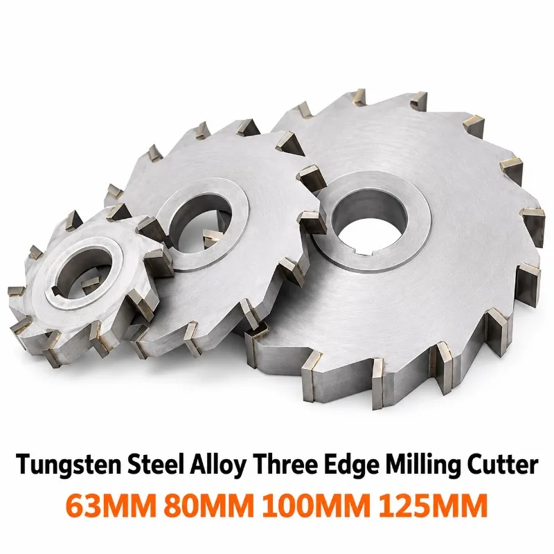 63mm 80mm 100mm 125mm 160mm Alloy Steel Three Edge Milling Cutter 4-20mm Thickness CNC Milling Machine Tool