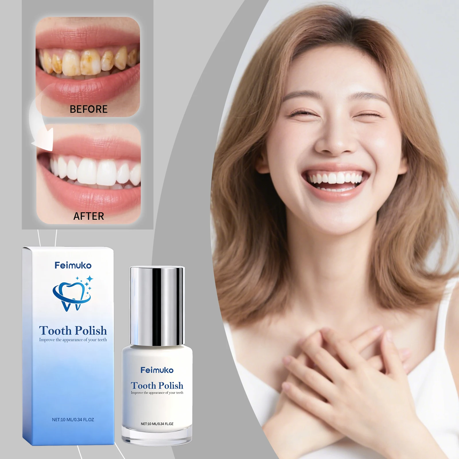 Tooth Polish Teeth Whitening Paint for Whiten Teeth Remove Coffee Stain Strengthen Tooth Enamel Fresh Breath Tooth Cleaning Tool