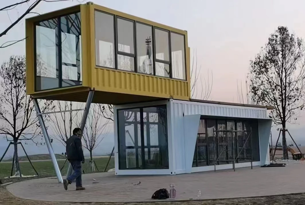 container homes 20ft prefab container house with toilet prefab bolt  Cafe Shop Street Cafe House Container House With Glass