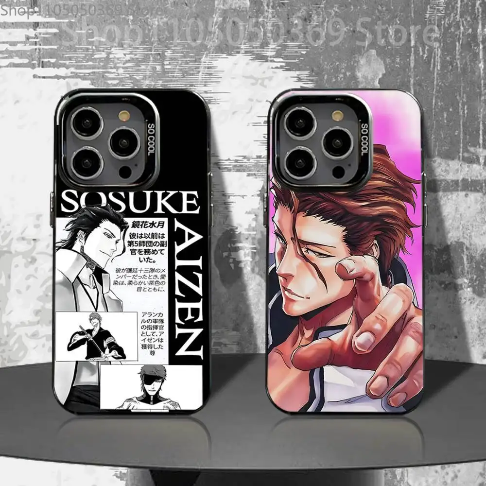 

Sousuke Aizen B-Bleach Phone Case For iPhone 16,15,14,13,12,11,Pro,XS,Max,Plus,Mini,SE4,E Black Matte Shockproof Cover