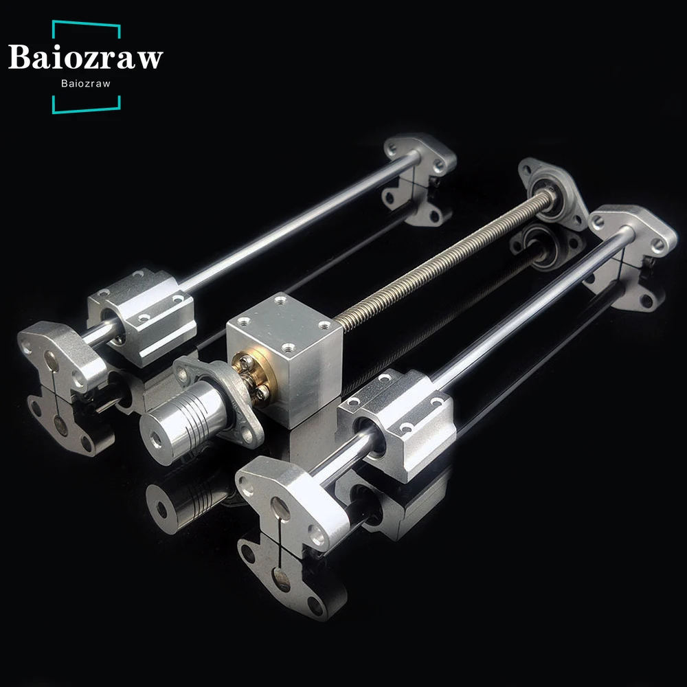 T8 Lead Screw Pitch 2mm Lead 8mm Length 200mm 800mm + KFL08 Bearing Bracket + Optical Axis OD8mm + Bracket SHF8 3D Printer Parts