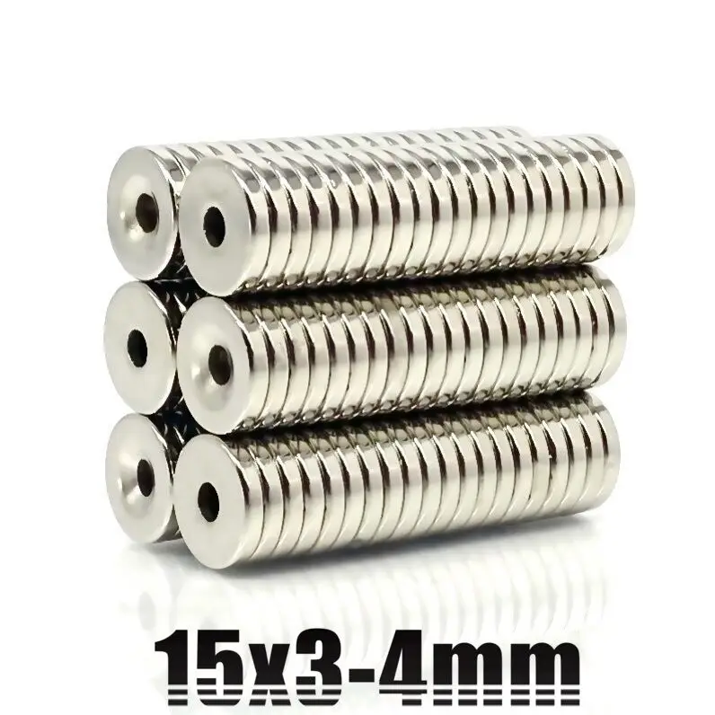 5/10/20/50/100Pcs 15x3 Hole 4 Strong Ring Neodymium Magnet Permanent Rare Earth Magnets 15x3-4 for Craft DIY 15*3 Hole4