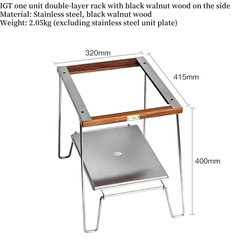 Camping IGT Double Deck Brazier Table Aluminum Alloy Unit Stove Table Outdoor Lightweight Desk Folding Table for Tourist Picnic