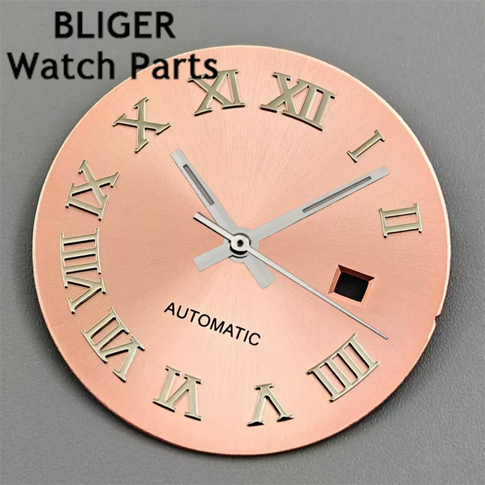 BLIGER 24.5mm Watch Dial Hand Set White Brown Purple Gray Rose Gold Gold Dial Roman Diamond Index Fit NH05 Movement Women\'s Dial