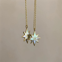 Natural Abalone Shell North Star Necklace Celestial Jewelry Gold Color Chain Butterfly Pendant Necklace for Women Christmas Gift