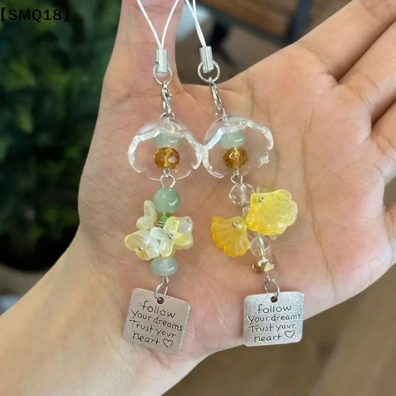 Resin Jasmine Wind Chime Pendant Chinese Style Decorative Backpack Hanging Handmade Ice Snow Leaves【SMQ】