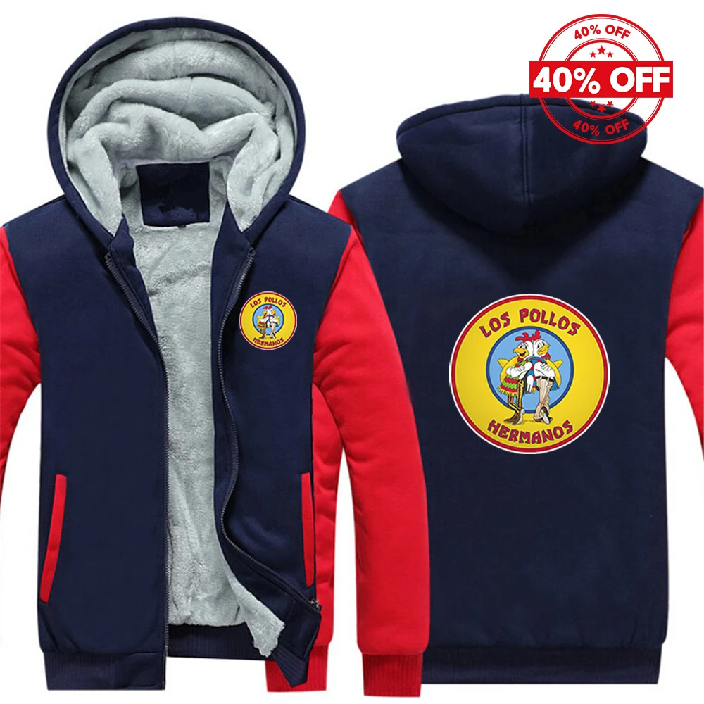 

2025 Autumn And Winter Man's Thicken Hoodies Breaking Bad LOS POLLOS Chicken Brothers Logo Print Fleece Comfortable Jacket Coat