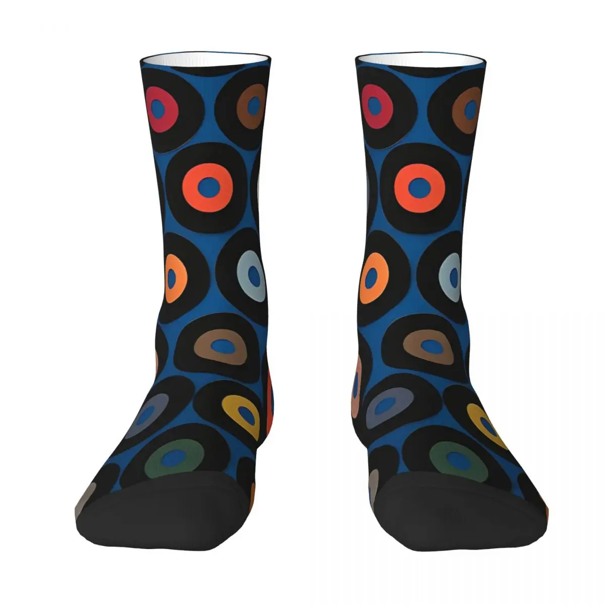 Autumn Winter Retro Unisex Vinyl Blue Collection Socks Retro Vintage Pattern Music Record Non-slip Yoga Socks