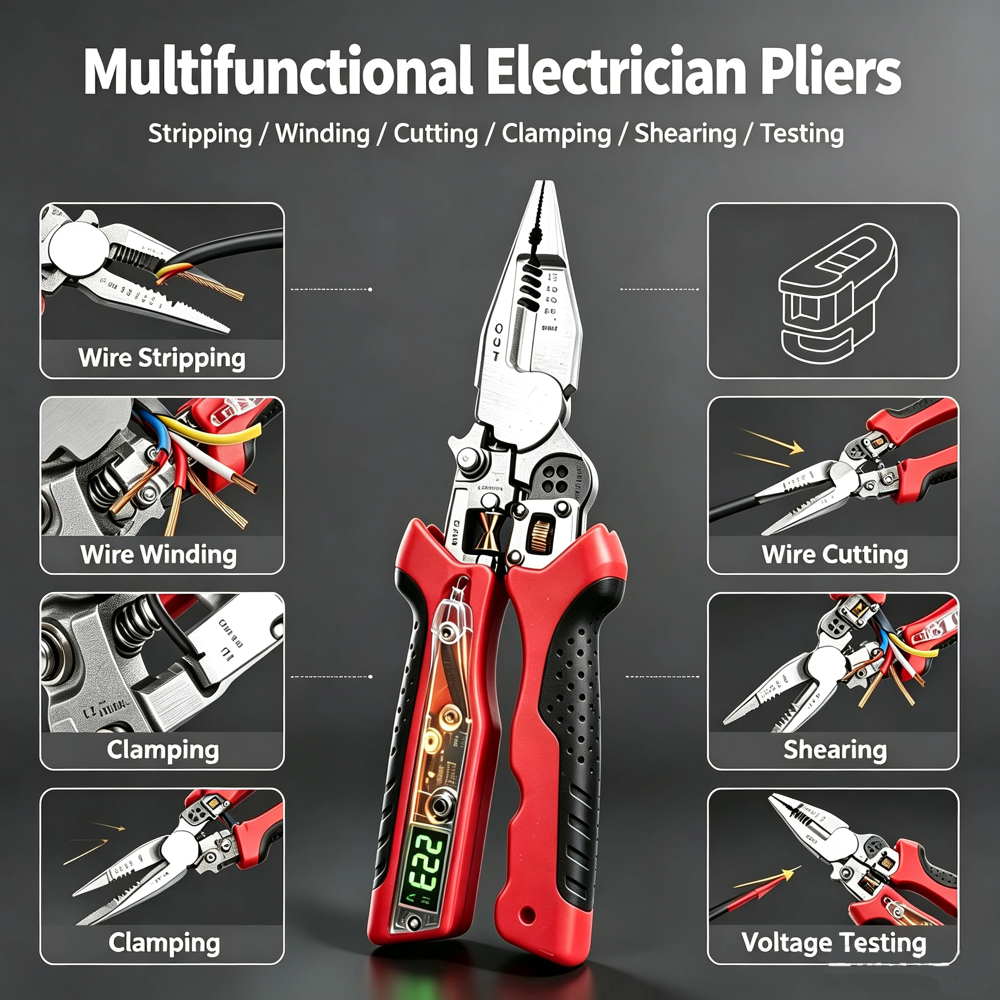 New Adjustable Wire Stripper with USB Charging & Accurate Voltage Detection, Professional Electrician Tool for Wire Stripping‑Cu