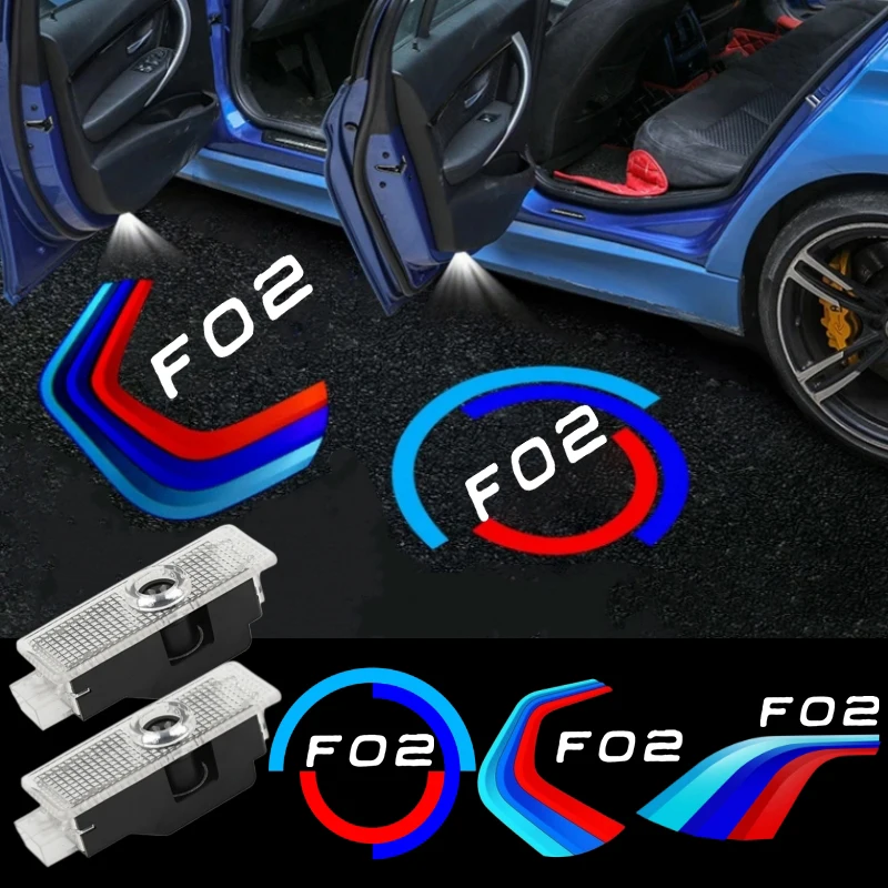 2PCS Ghost Shadow Projector Welcome Courtesy Lights Car Door Lamp for BMW 7 Series F02 2003‑2015 Emblem Decor Accessories