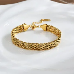 316LNew Fashion  Stainless Steel Watch Belt Stacking Bracelet For Women Occident Metal Texture New Design Bracelet Jewelry Gifts
