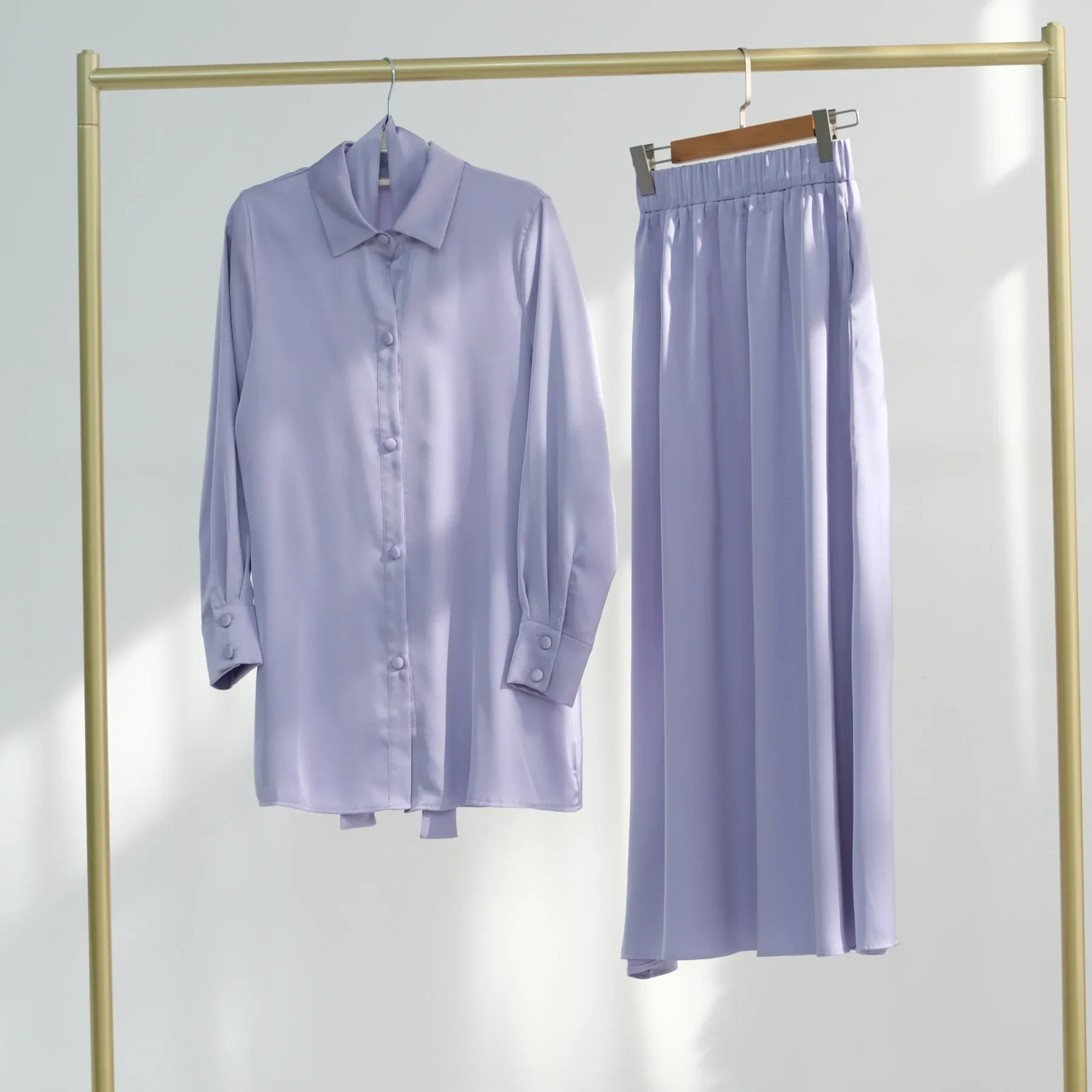 

Fashion Muslim Sets 2 Pcs Wowen Arab Muslim Solid Color Ramadan Lace Up Blouse Top +Skirt Set with Belt Loose Waistb Outfits