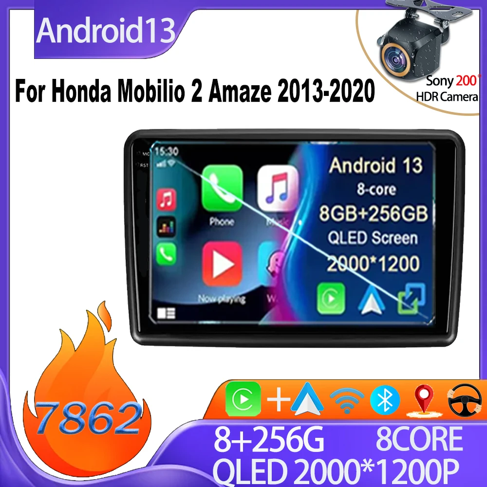 Car Android For Honda Mobilio 2 Amaze 2013-2020 Carplay Wifi Bluetooth Mirror Link Touch Screen Rear Camera DSP 5G No 2din DVD