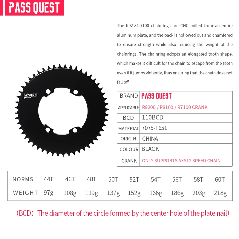 AXS Chain Support R7100 Aero 60T For Shimano ULTEGRA R8100 CRANK Dura-ace R9200 Colsed Chainring 110mmBCD 44T 58T 60T 110bcd