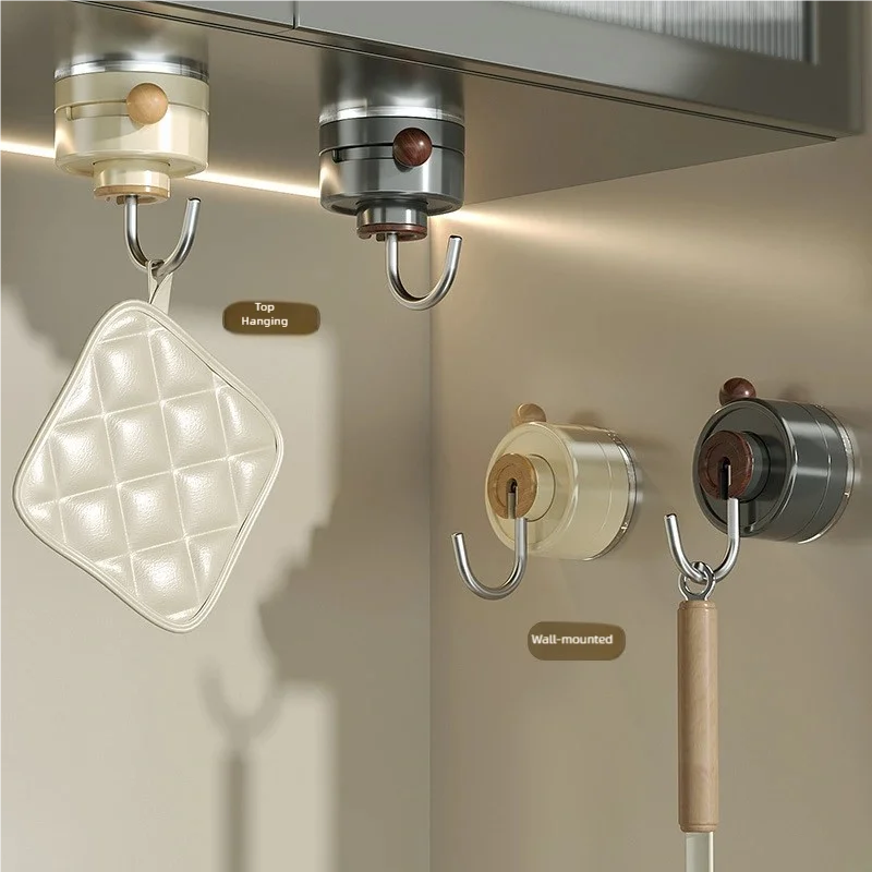 

Suction Cup Hook No Drilling Strong Load-bearing Behind Door Kitchen Bathroom Wall Vacuum No Trace Multifunctional Rotating Hook