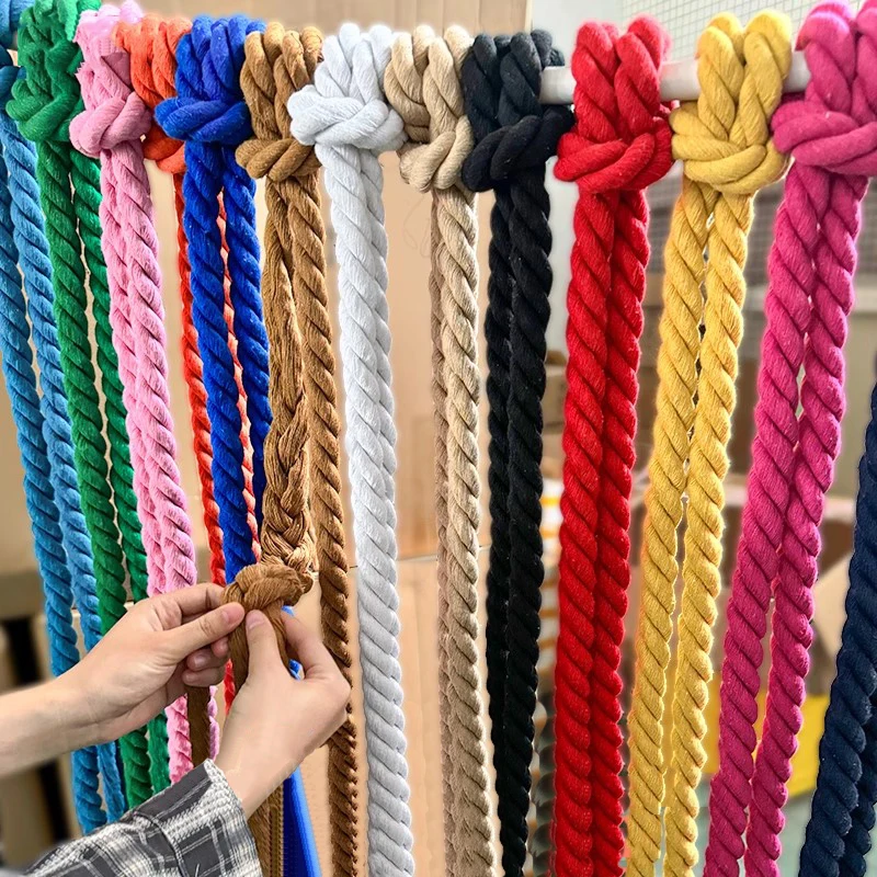 5M 5/8/12/20mm Cotton Rope Colored Three-strand Twisted Cord for Decoration Shoelaces Making Supplies Home String Material