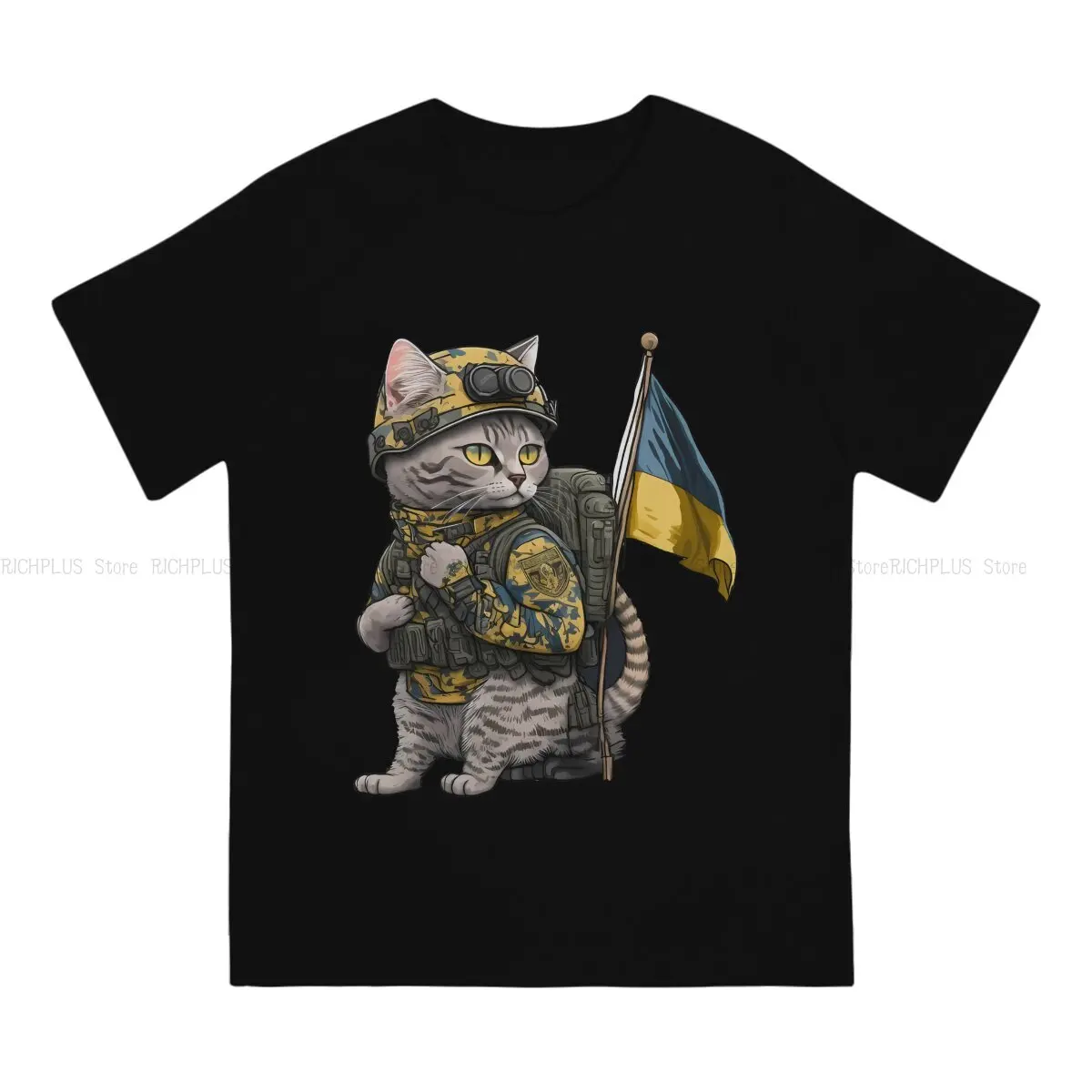 Cat Ukrainian Soldier Animal Man TShirt Special Fashion Polyester T Shirt Original Sweatshirts New Trend