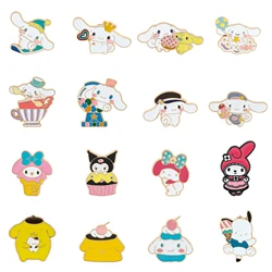 Kawaii Anime Badge Enamel Pin Cute Pom Pom Purin Pochacco Cinnamoroll Cartoon Brooch for Women Jacket Pins Accessories