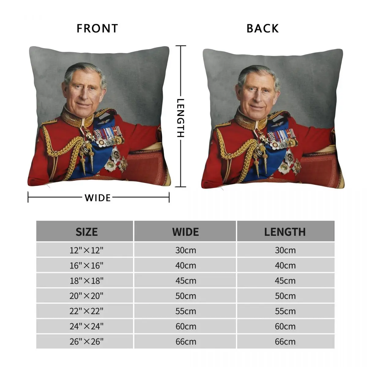 King Charles III Square Pillowcase Polyester Linen Velvet Printed Zip Decor Throw Pillow Case Sofa Cushion Case Wholesale