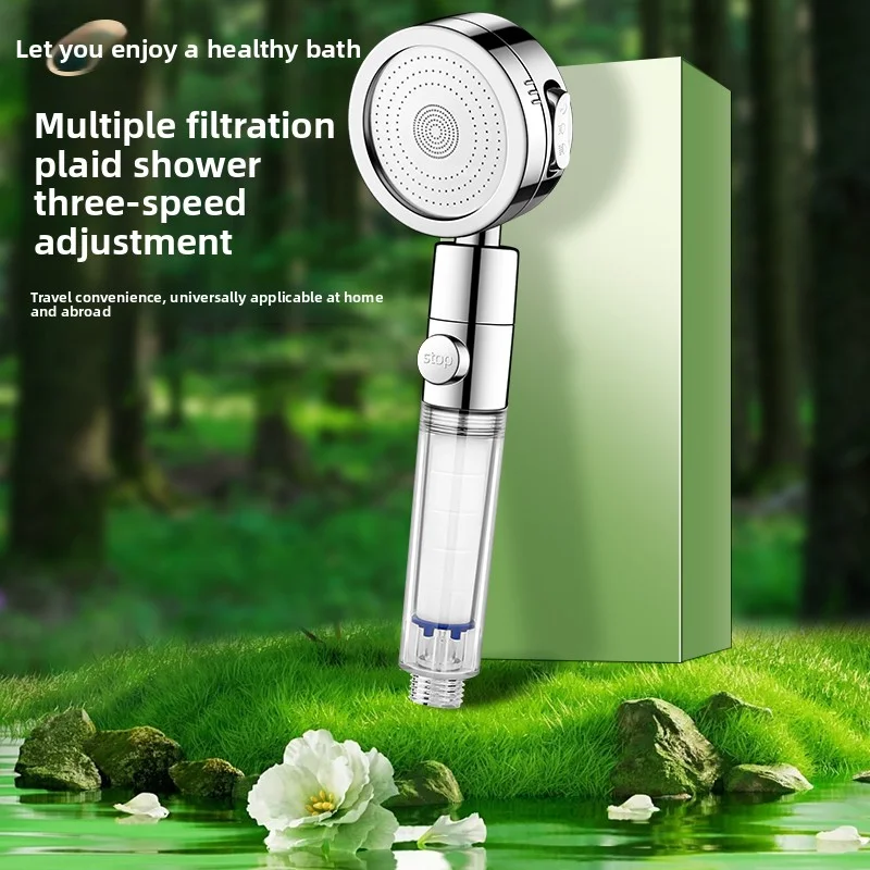 

Boost Pressure Shower Head with Filter, Easy Install Hotel Spa, Universal Interface Handheld Shower On Off