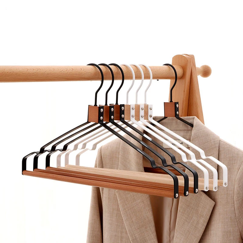 Metal Wood Clothes Hanger Organizer Closet Wooden Coat Pants Hangers for Clothes Kleding Wetsuit Hanger Rack