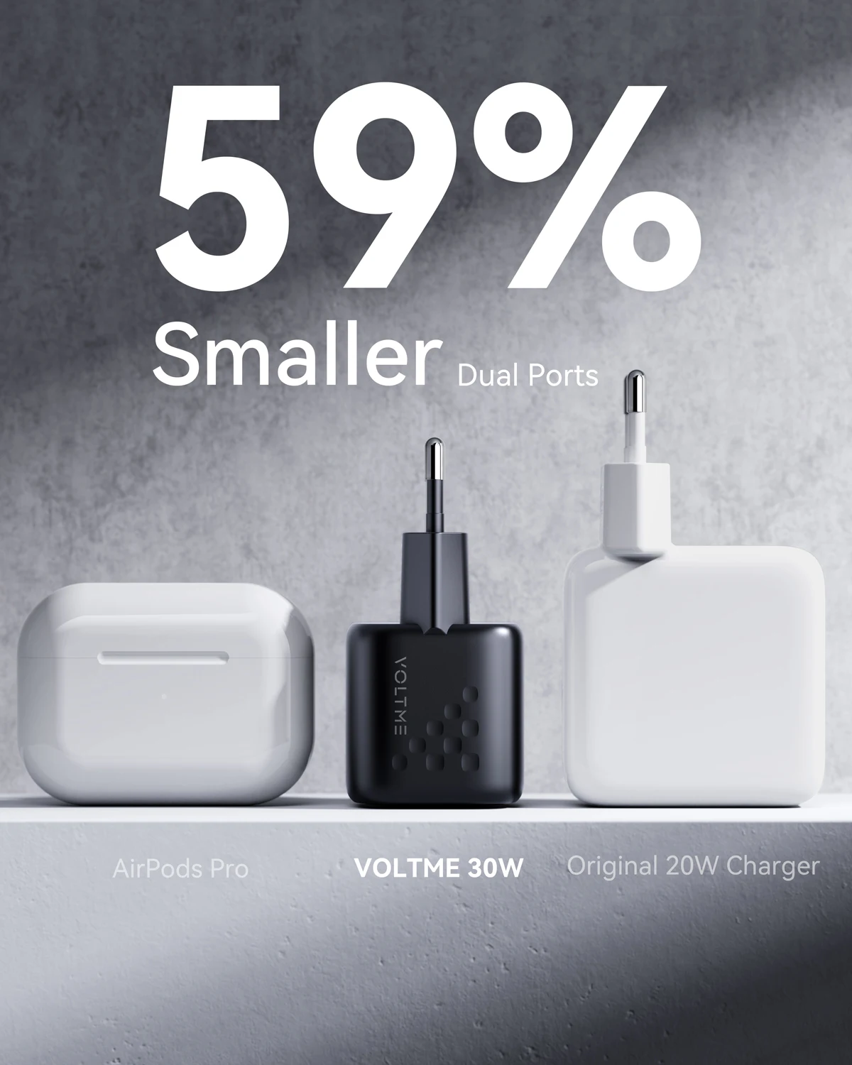 VOLTME GaN 30W 고속 USB 충전기, PD 고속 충전, 아이폰 15, 14, USB C 타입, 아이패드 프로, 삼성 S21 용