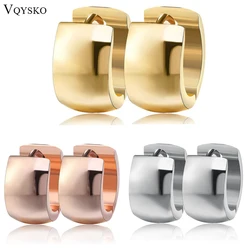 VQYSKO 316L Stainless Steel Ear Studs Earrings Fashion Women Men's 7mm Wide Punk Style Small Earrings Jewelry EU1171