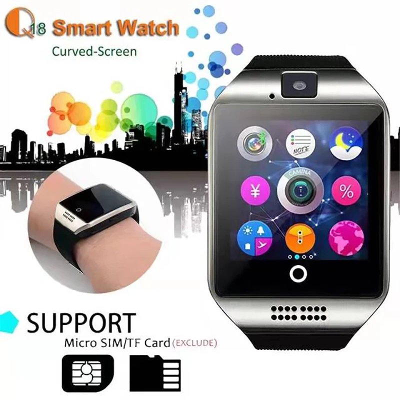 2024 Q18 Sport Men Smart Watch With Sim Card Connect Whatsapp Facebook Twitter Sync Waterproof Smartwatch Pedometer Russian Band