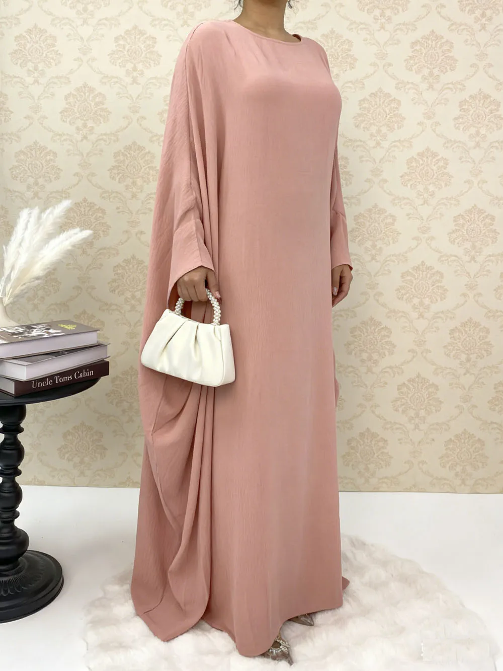 

Новое платье-абайя с рукавами-крылышками и узором бабочки для женщин, мусульманское макси-платье, кафтан, джалабия, кебая, мусульманское женское платье