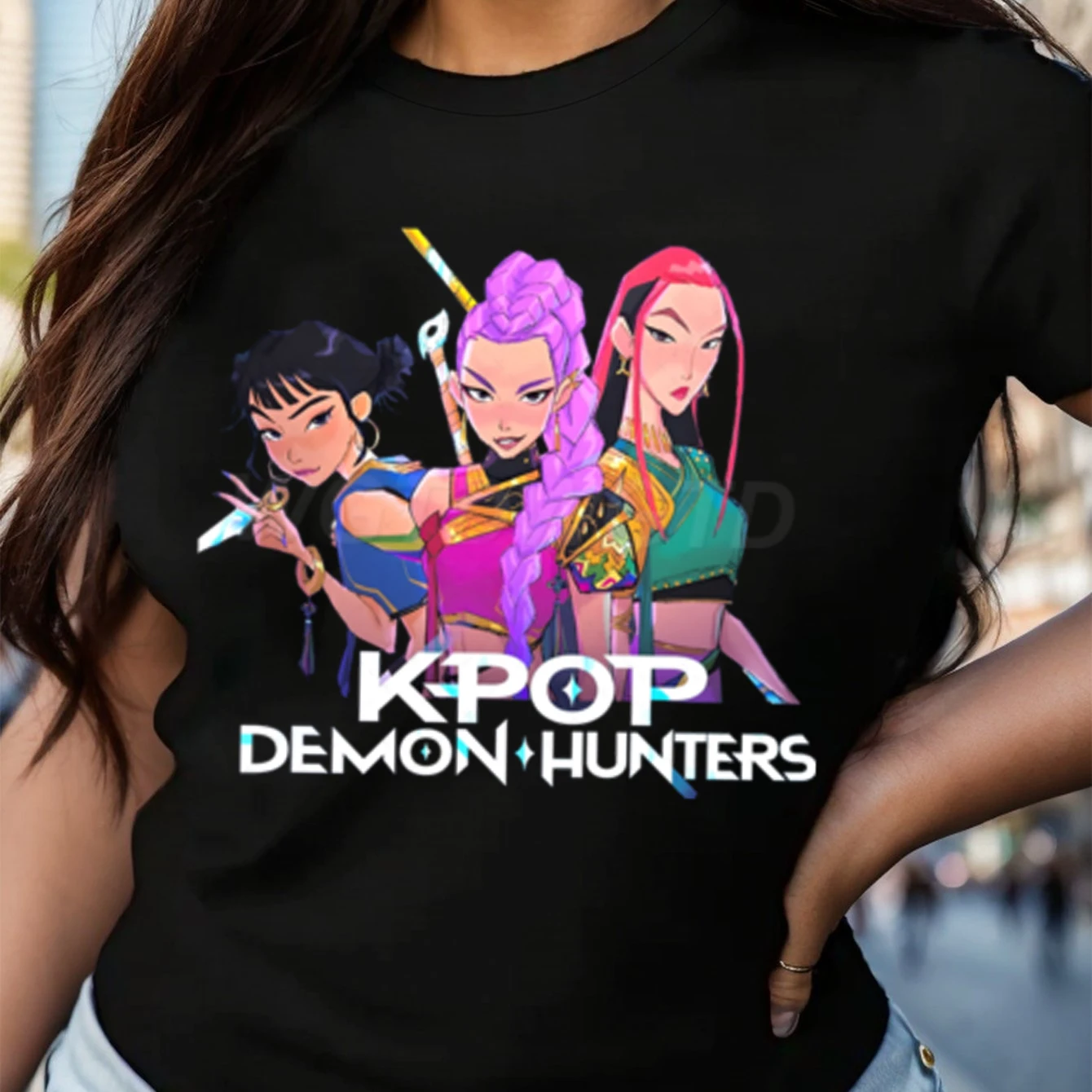 

Новинка 2025 года, футболки с принтом Kpop Demon Hunters, унисекс, футболки с круглым вырезом в стиле Харадзюку, топы, женская модная одежда, новинка, футболка с короткими рукавами