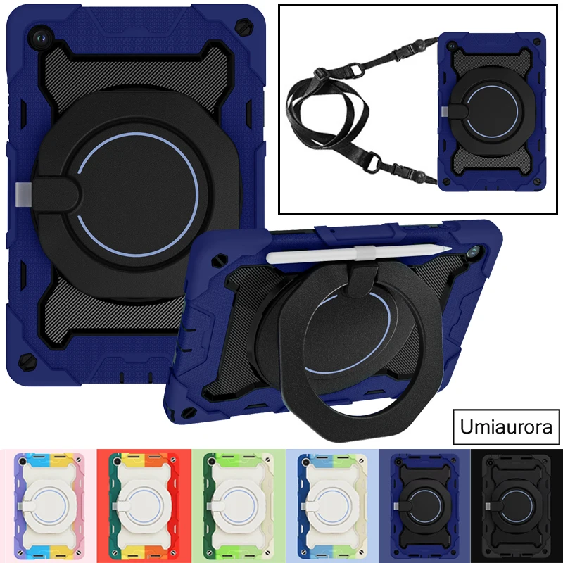 

For Samsung Tab A7 A8 A9 Plus SM-X210 SM-X200 X110 T220 S6 Lite 10.4 inch Heavy Duty Rugged Tablet Case Pull Ring Stand PC Funda