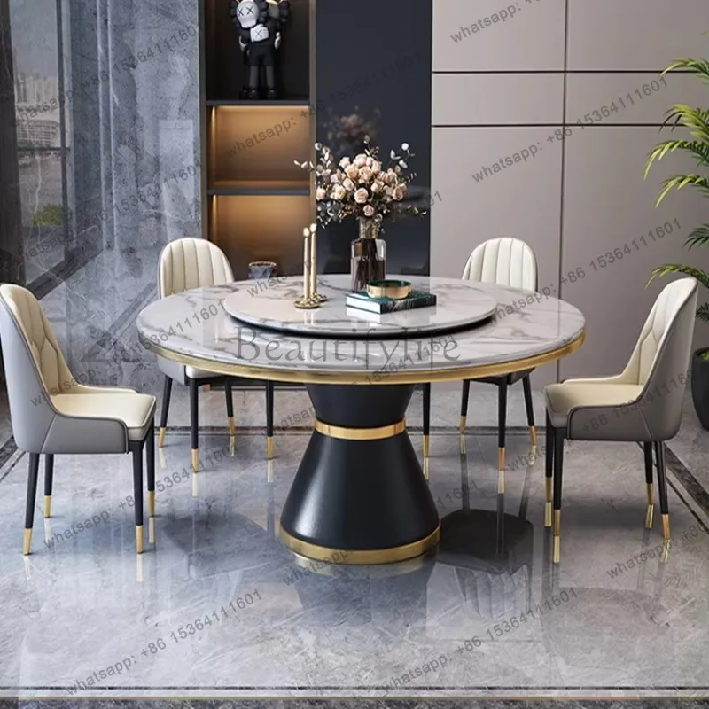 

Furniture Dining Table Set Luxury Dining Room Furniture Table and Chair Round Marble Dining Table