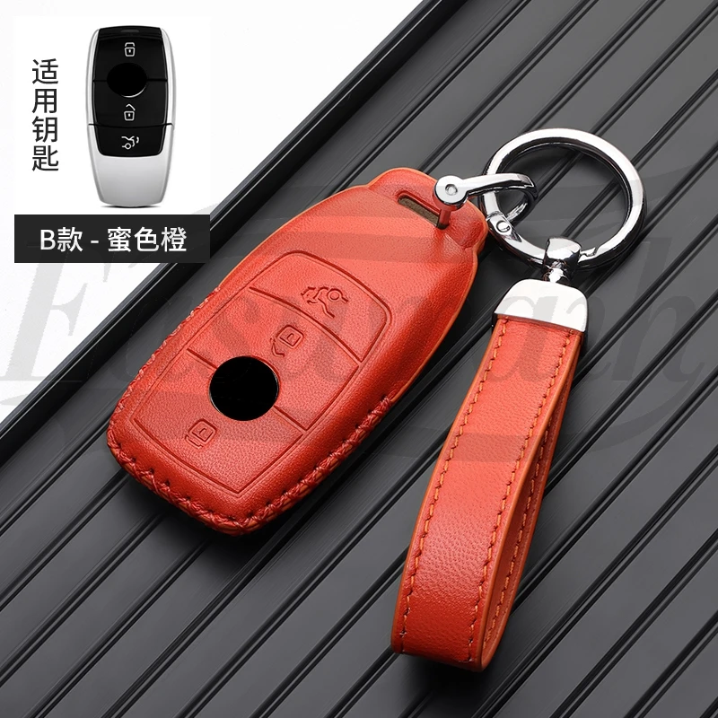 Car Leather Key Case Holder Cover For Mercedes Benz A B C E S Class W204 W205 W212 W213 W176 GLC CLE CLA GLB GLC GLS Accessories