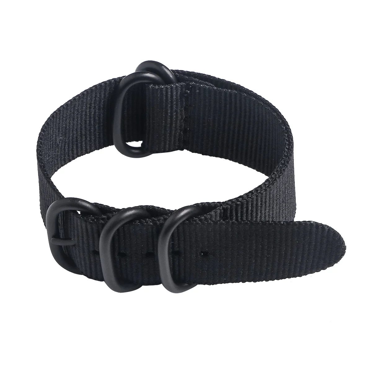 

Nylon Watch Bands 20mm 5 Rings Woven Strap Durable Machine Washable Easy Install Adjustable Length Black Buckle Gift