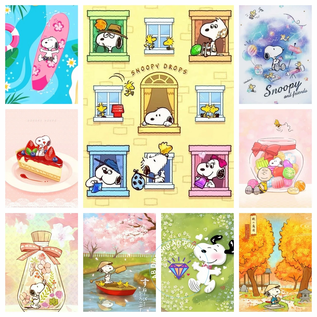

Snoopy Cartoon Comics Kawaii AB Diamond Painting Cross Stitch 5D DIY Art Puzzle Mosaic Embroidery Set Home Decor New Arrivals