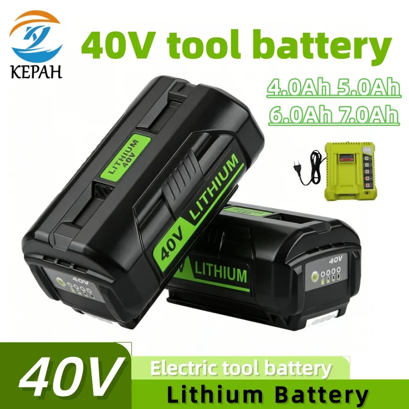 40V 4000-7000mAh Lithium-ion Battery & Charger｜For Mower, Compatible with OP401/OP4040/OP4050A/OP4026 EC-40V Fast Charge