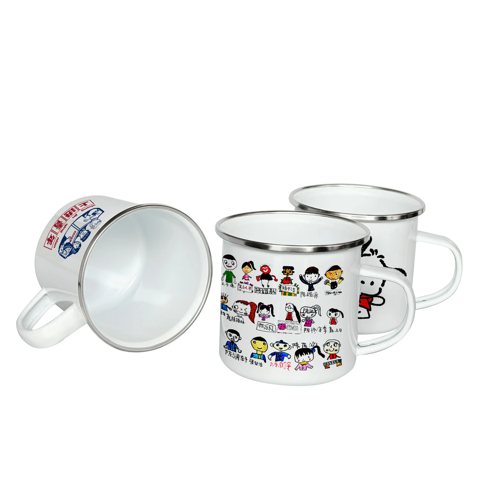 Customized Enamel Metal Mug 350ML Colorful Print Your Photo LOGO Coffee Mugs, Tea Cups, Mothers' Day, Fathers' Day Wedding Gift