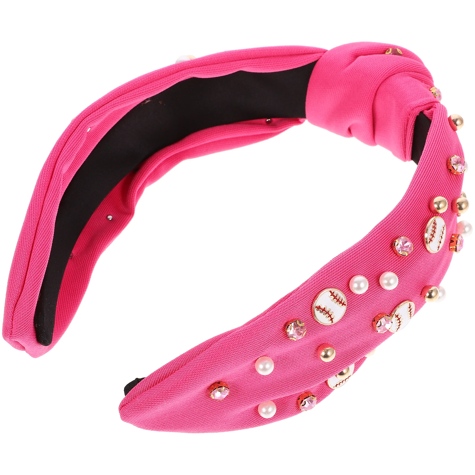

Pearl Decorated Women Baseball Knot Wide Elastic Band 'S Fashion Headbands Fashion Accessories Holiday Gift