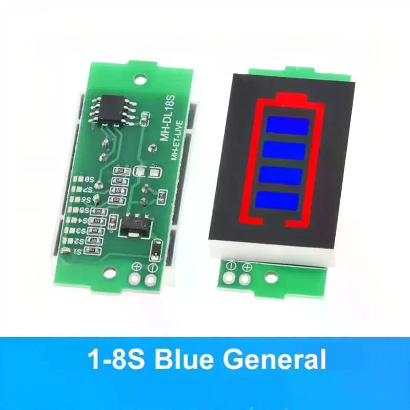 1Pcs Blue Display Electric Vehicle Battery Power Tester Li-ion 1S 2S 3S 4S Single 3.7V Lithium Battery Capacity Indicator Modul