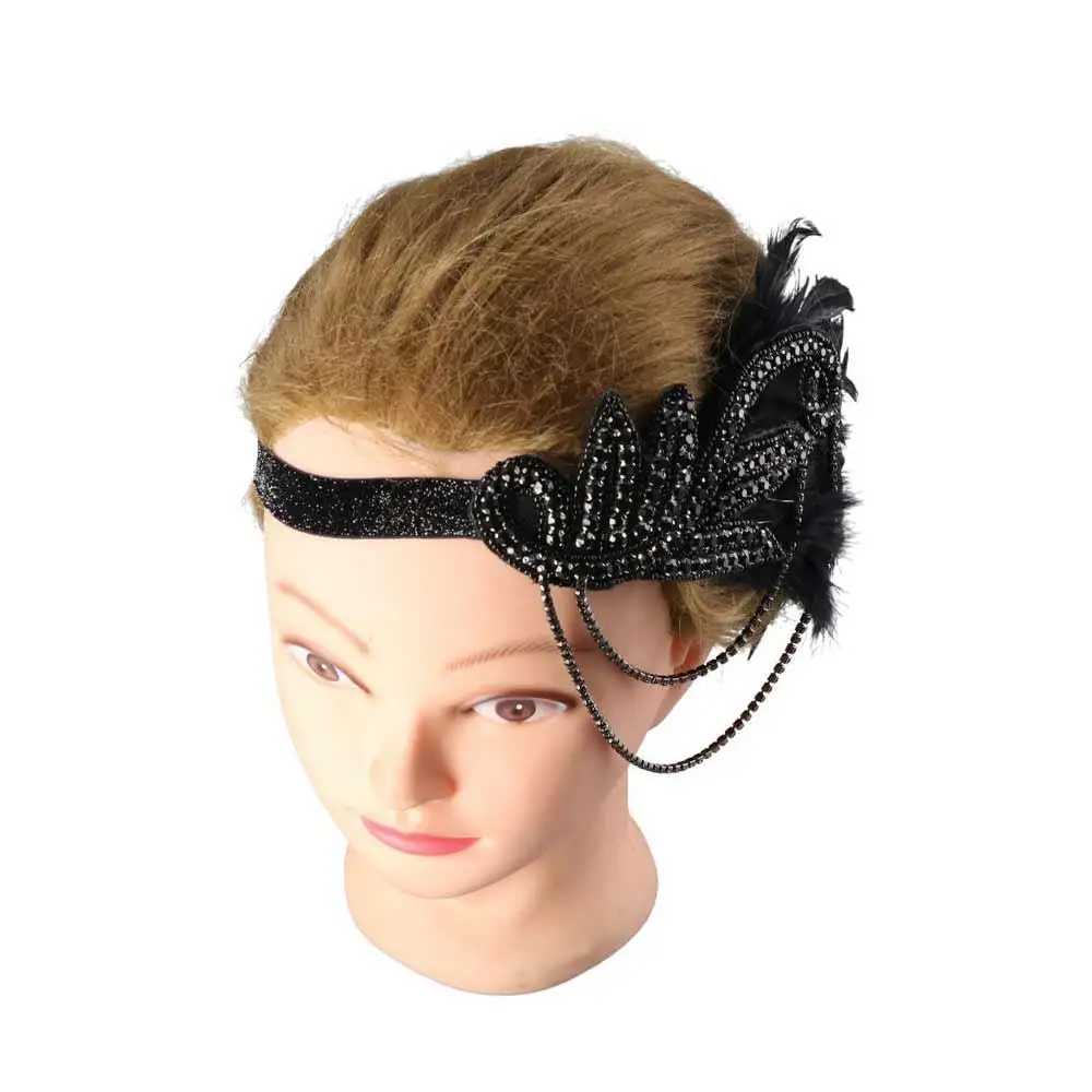

Crystal Headband Makeup Party Diamond Feather Headwear Sequin Masquerade Party Hair Accessories Korean Style Headband