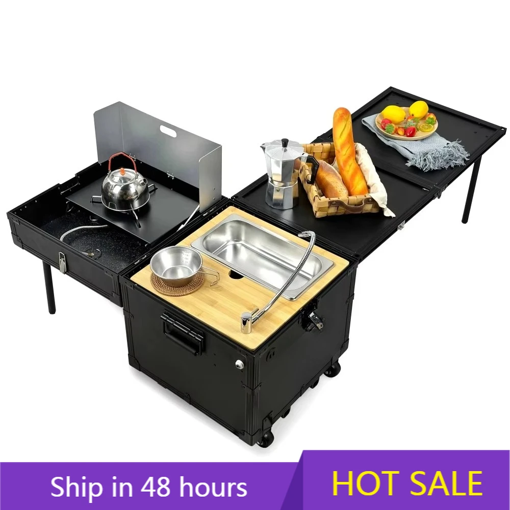 

POWER LEAP Jason Camping Multi-purpose Durable Aluminum 40L Outdoor CCamping Kitchen Equipped With Folding Clamshell Storage Box