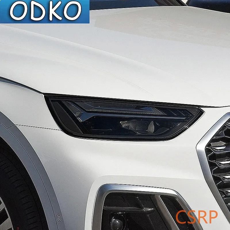 2 Pcs Car Headlight Protective Film Front Light Transparent Smoked Black TPU Sticker For Audi Q5 SQ5 Facelift 2021 Accessories