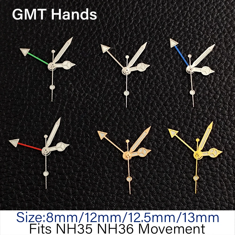 NH35 GMT Zeiger Blau/Grün Leuchtend Silber/Gold/Roségold Passend für NH34 NH35 NH36 Uhrwerk Uhrenteile für Herren-Armbanduhren Zubehör – Detail 1