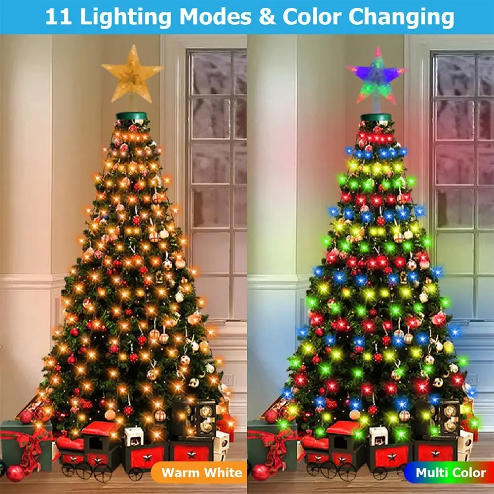 LED Christmas Waterfall String Light Christmas Tree Indoor Outdoor Garland Decoration Solar / USB Lamp for Garden Party Wedding