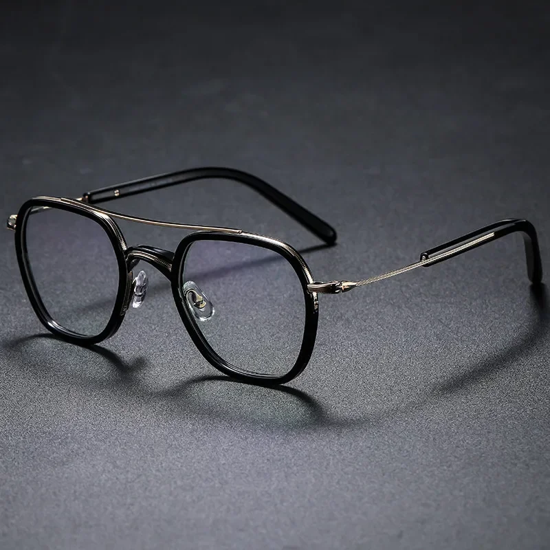 نظارات التيتانيوم النقي GMS15retro هونغ كونغ نمط مزدوج شعاع اليدوية المد العلامة التجارية بيتا التيتانيوم الرجال والنساء قصر النظر صندوق وجه كبير