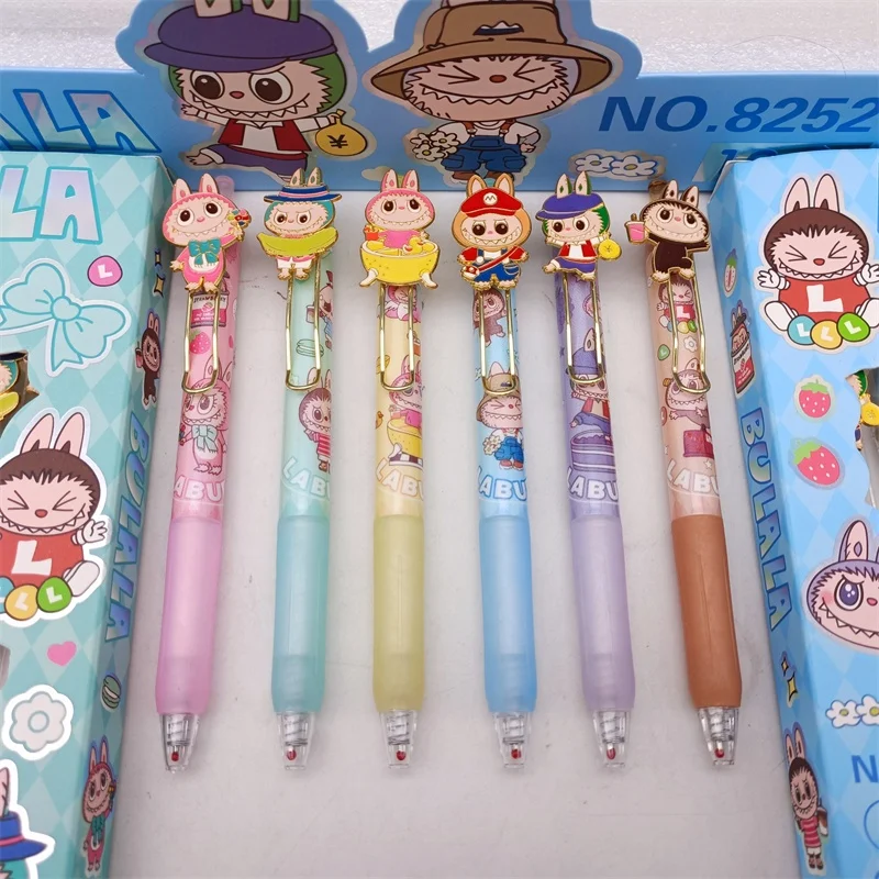 Labubu Boxed Patch Cartoon Metal Pen Writing Smooth And Instant Dry Pen And Ink Press Neutral Pen Girl Student Birthday Gift