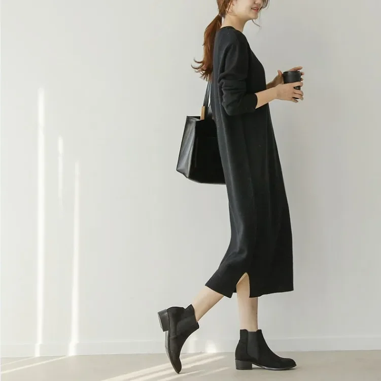 

Thickening over-the-knee Knitting Solid Color woman's Sweater Dropshipping Sweater Woman autumn/winter Korean Style