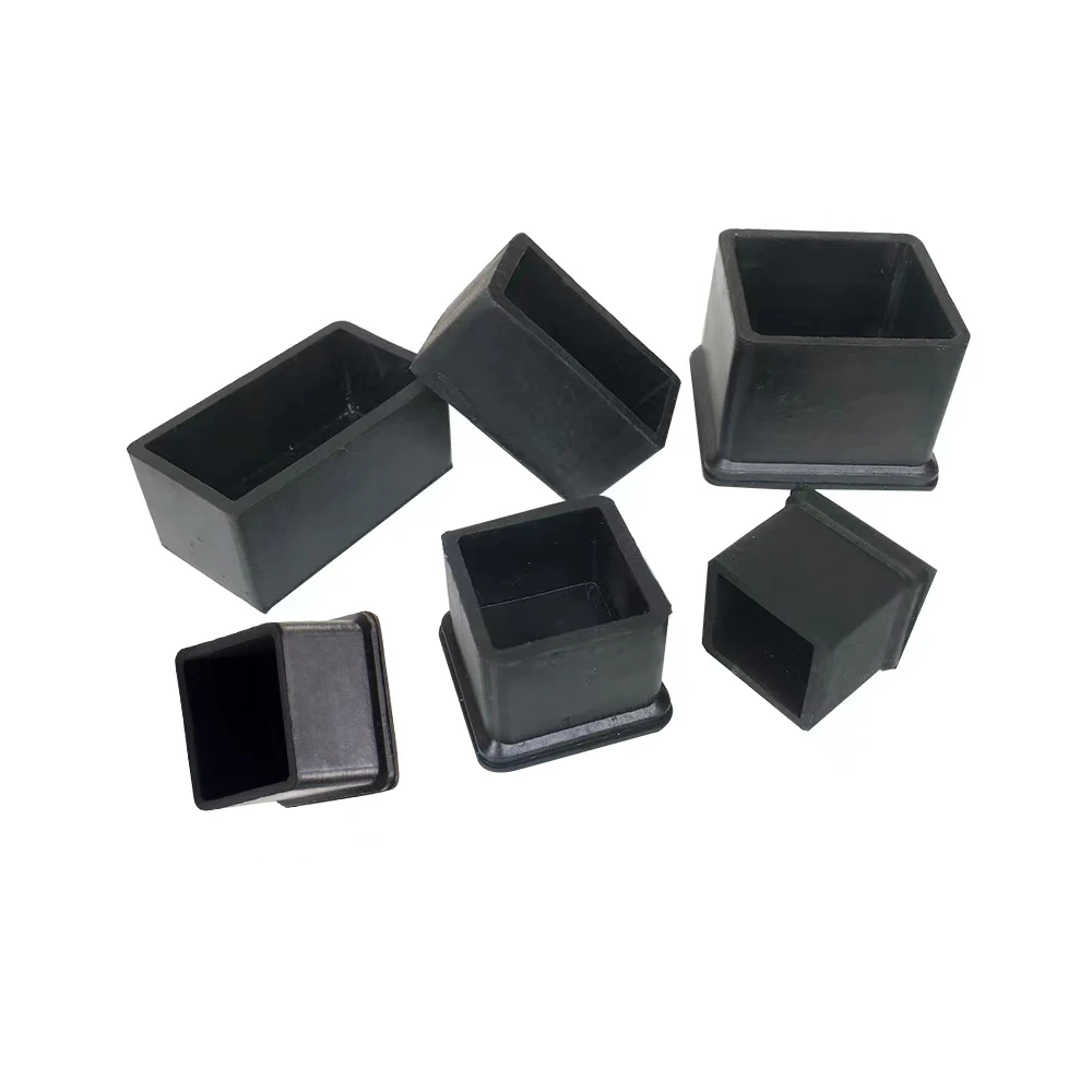 2/4/8Pcs Black Square Rubber Pads Furniture Table Covers Chair Feet Caps Tube Pipe Stick End Cover Cap For Chair Leg Protector