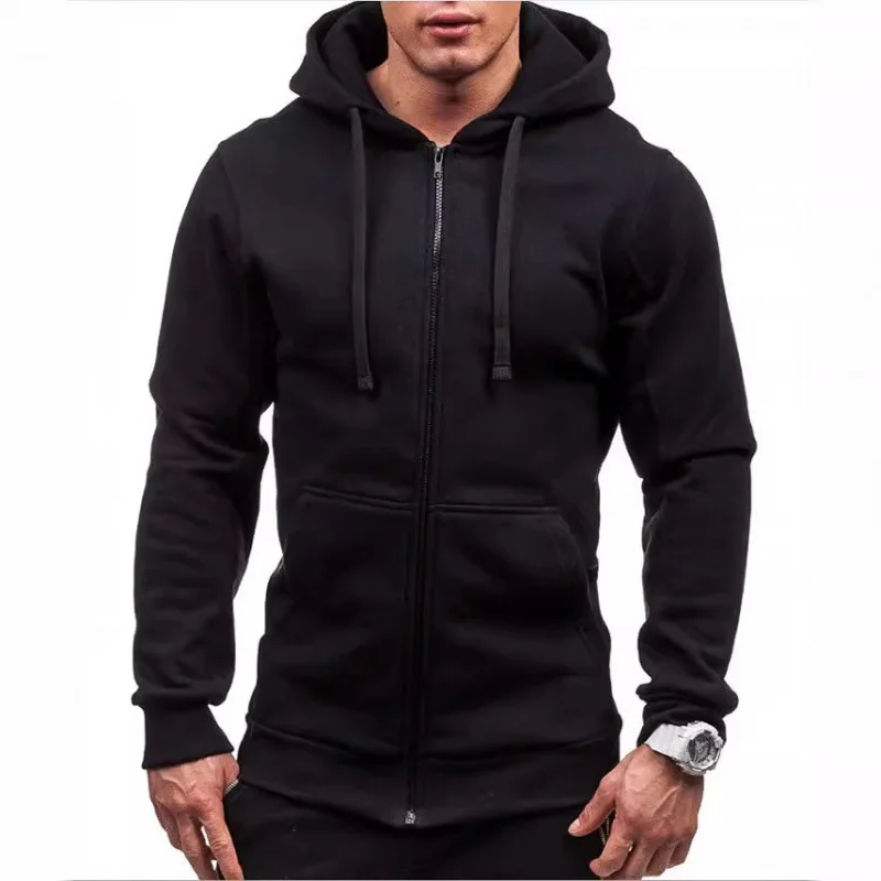 

Hooded Sweatshirt Men's Casual Shirt Zipper Hoodies with Pocket Solid Color Cardigan Jacket Men's Casual Coat Zip Up Hoodie