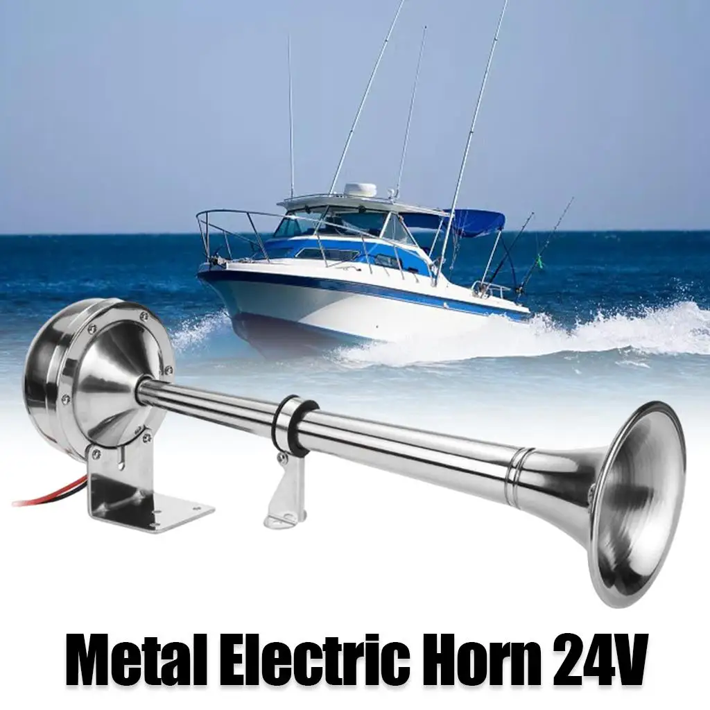 24V 150DB Horn, Stainless Steel, Single Air Trumpet, for Ship Trucks Train Lorry